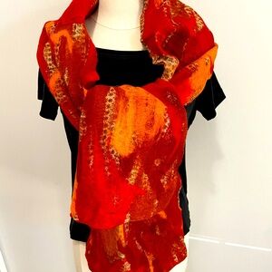 Sari silk and felted wool scarf.